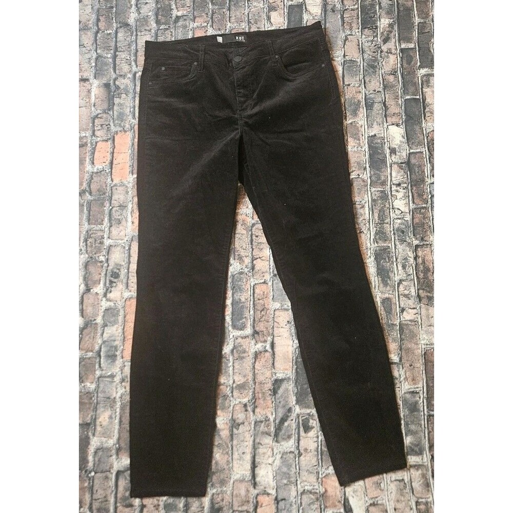Kut from the Kloth Diana Skinny Corduroy Pants Black Size 14